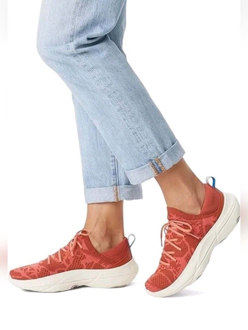 Sorel Explore Blitz Stride Knit Pull On Sneakers Running Shoe Red & Orange 8.5